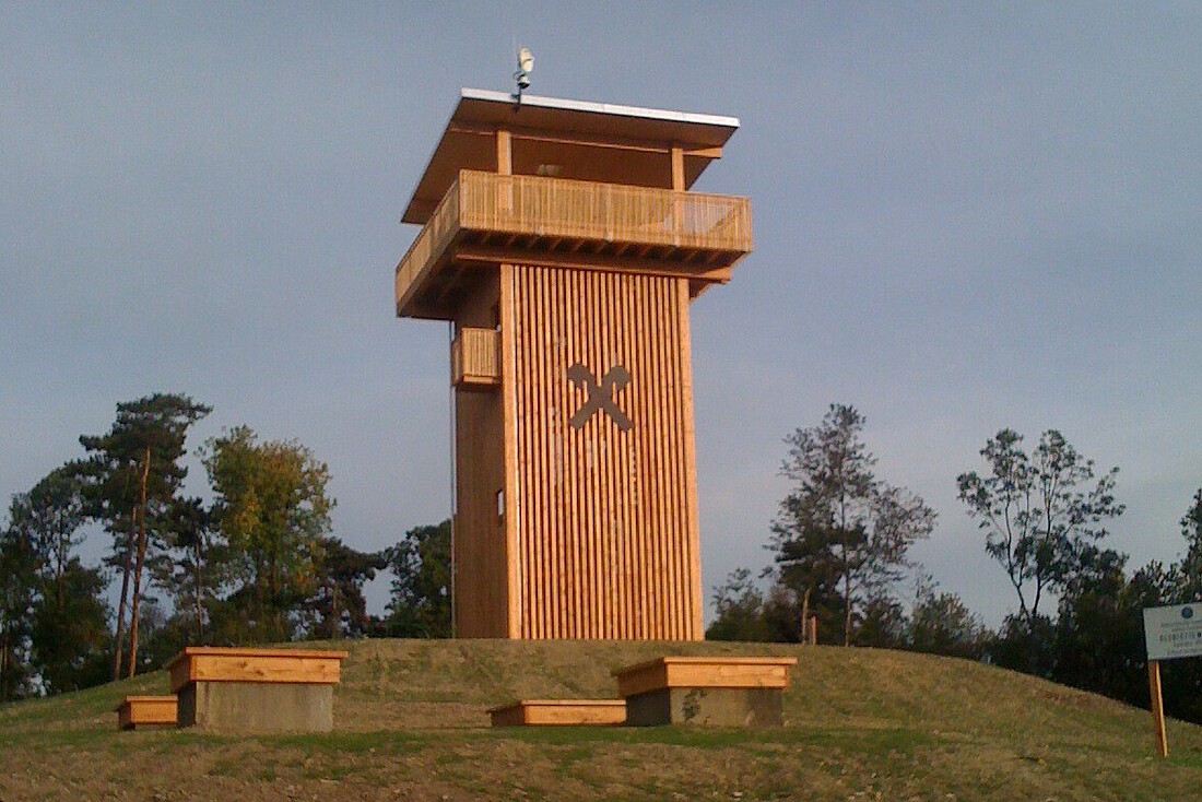 Hölzerner Aussichtsturm auf einer Waldlichtung